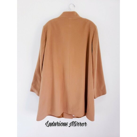 Cinzia Rocca Cashmere Camel Wool High Collar Cowl Neck Blend Coat Women's Sz 20 - Picture 3 of 9
